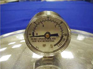 Dial gauge on pressure canner.