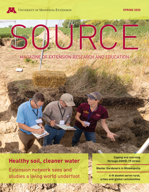 Cover of Source magazine; featured story is "healthy soil, cleaner water"